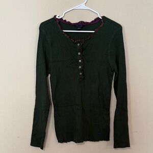 Tommy Hilfiger Green Plaid Trim Henley